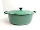 Le Creuset #29 Green Cast Iron Oval Dutch Oven Good Condition WithLid