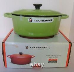 Le Creuset 3.5 qt OVAL VERY FRUIT KIWI Green Cast Iron Dutch Oven NIB