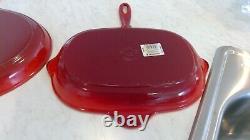 Le Creuset 3 Pieces Lg #40 Oval Skillet, Oval Grill #32, Rectangle Grill 15X9