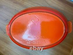 Le Creuset #36 Flame Orange Au Gratin Oval Open Baker Enamel Cast Iron EXC VTG