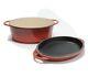 Le Creuset 4 3/4, 4.75 Qt Cast Iron Oval Dutch Oven CERISE Red Grill Pan Lid New