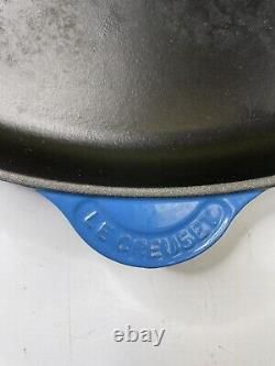 Le Creuset #40 Cast Iron Blue Enamel Oval Skillet Pan with Lid