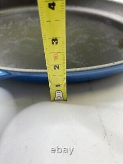 Le Creuset #40 Cast Iron Blue Enamel Oval Skillet Pan with Lid