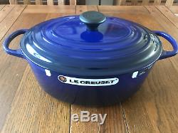 Le Creuset 6 3/4 Quart Oval Indigo Blue Dutch Oven New
