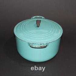 Le Creuset Antique Paris Blue Roasting Pan Dutch Oven Oval E 5 qt with Lid Vintage