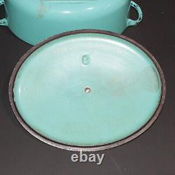 Le Creuset Antique Paris Blue Roasting Pan Dutch Oven Oval E 5 qt with Lid Vintage