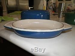 Le Creuset Blue # 27 Oval Deep LID Baking Dish 10 1/2 Long 4 1/4 Qt Roaster
