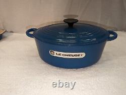 Le Creuset Blue Oval 3.5 Quart Enameled Enamel on Cast Iron Dutch Oven 27