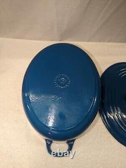 Le Creuset Blue Oval 3.5 Quart Enameled Enamel on Cast Iron Dutch Oven 27