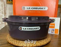 Le Creuset Cassis 4.75-qt Cast-Iron Oval Oven with Grill Pan Lid New Dutch Purple