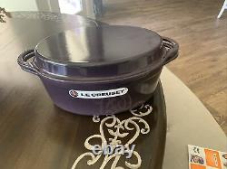 Le Creuset Cassis Plum Purple 4 1/2 Qt. Oval Dutch Oven with Grill Pan Lid 28