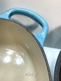 Le Creuset Cast Iron 4.25 Qt Oval Dutch Oven with Lid #27 Blue Caribbean Teal
