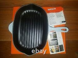 Le Creuset Cast Iron Coastal Blue 12 Oval Grill- New in box
