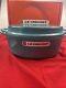 Le Creuset Cast Iron Dutch Oven CARIBBEAN BLUE # 28 Oval Grill Lid 4.5Qt New