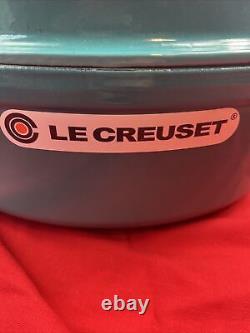 Le Creuset Cast Iron Dutch Oven CARIBBEAN BLUE # 28 Oval Grill Lid 4.5Qt New