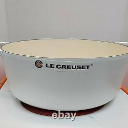 Le Creuset Cast Iron Oval 9 1/2 Qt Casserole Dutch Oven Cotton White 13 3/4