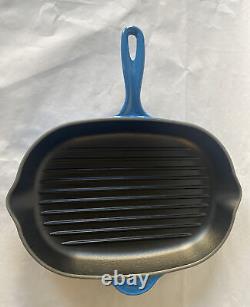 Le Creuset Cast Iron Oval Grill Skillet Blue NWOB France 13.5 X 9