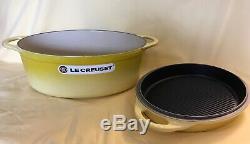 Le Creuset Cast Iron Signature Oval Dutch Oven with Grill Pan Lid YellowithSoliel