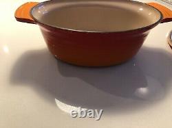 Le Creuset Cast iron oval Casserole dish 27cm Volcanic Orange with lid vintage