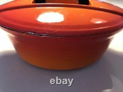 Le Creuset Cast iron oval Casserole dish 27cm Volcanic Orange with lid vintage
