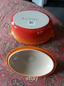 Le Creuset Ceramic Oval Chicken Roaster Volcanic Orange RARE