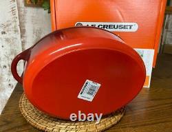 Le Creuset Cerise Red 4.75-qt Cast-Iron Oval Oven with Grill Pan Lid New Dutch