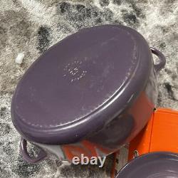 Le Creuset Cocotte Cassis Oval Casserole Cast Iron 25cm 3.2L limited Purple Used