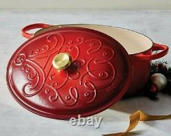 Le Creuset Cocotte Signature Santa Casserole Oval Oven Cerise Red 6.3L 31cm