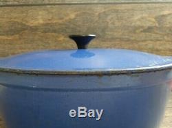 Le Creuset Cousances Oval Cast Iron Dutch Oven Pot Blue France # 28 Vintage