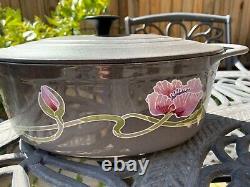 Le Creuset Cousances Vintage Cast Iron Grey Belle Époque Flower Oval 12 Rare