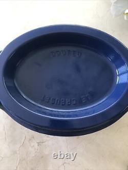 Le Creuset Doufeu Oval 36 X 28cm Roaster Dutch Oven w Lid Blue Cast Iron Enamel