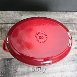 Le Creuset Dutch Oven Red #23 Oval Cerise 2.75 Qt Clips Enamel Cast Iron