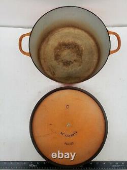 Le Creuset E 6 Quart Enameled Cast Iron round Dutch Oven Orange Flame