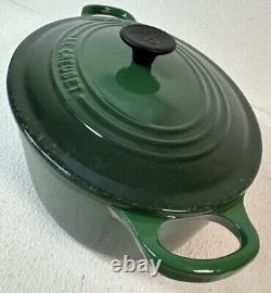 Le Creuset Enamel Cast Iron Dutch Oven #25 Double Handle Oval Forrest Grn 10X8