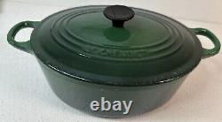 Le Creuset Enamel Cast Iron Dutch Oven #25 Double Handle Oval Forrest Grn 10X8