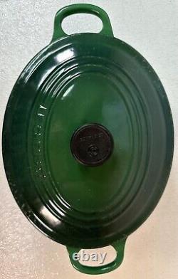 Le Creuset Enamel Cast Iron Dutch Oven #25 Double Handle Oval Forrest Grn 10X8