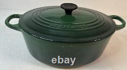 Le Creuset Enamel Cast Iron Dutch Oven #25 Double Handle Oval Forrest Grn 10X8