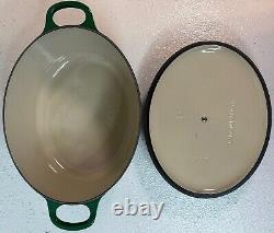 Le Creuset Enamel Cast Iron Dutch Oven #25 Double Handle Oval Forrest Grn 10X8