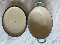 Le Creuset Enamel Cast Iron Oval Dutch Oven Pot, 2 3/4 QT, CARIBBEAN TEAL BLUE