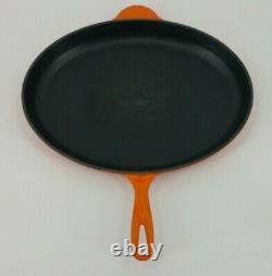 Le Creuset Enamel Cast Iron Oval Large Orange Skillet Pan # 40 France 15.75