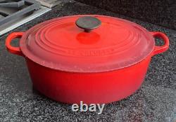 Le Creuset Enameled Cast Iron Oval Dutch Oven 3.5 Qt #27 Cerise Red