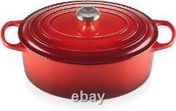 Le Creuset Enameled Cast Iron Signature Oval Oven Color Cerise Size 6.75 Qt