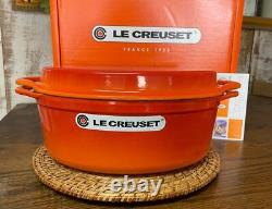 Le Creuset Flame 4.75-qt Cast-Iron Oval Oven with Grill Pan Lid New Dutch Oven