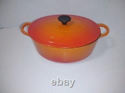 Le Creuset Flame C Orange Enamel Cast Iron Oval Dutch Oven 3.5 Qt