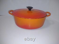 Le Creuset Flame C Orange Enamel Cast Iron Oval Dutch Oven 3.5 Qt