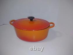 Le Creuset Flame C Orange Enamel Cast Iron Oval Dutch Oven 3.5 Qt