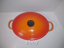 Le Creuset Flame C Orange Enamel Cast Iron Oval Dutch Oven 3.5 Qt