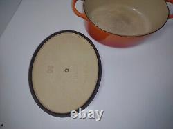 Le Creuset Flame C Orange Enamel Cast Iron Oval Dutch Oven 3.5 Qt