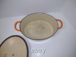 Le Creuset Flame C Orange Enamel Cast Iron Oval Dutch Oven 3.5 Qt