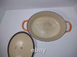 Le Creuset Flame C Orange Enamel Cast Iron Oval Dutch Oven 3.5 Qt